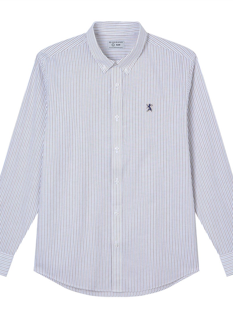 GIORDANO Men’s Cotton Slim Oxford Shirt with Embroidery - Image 1